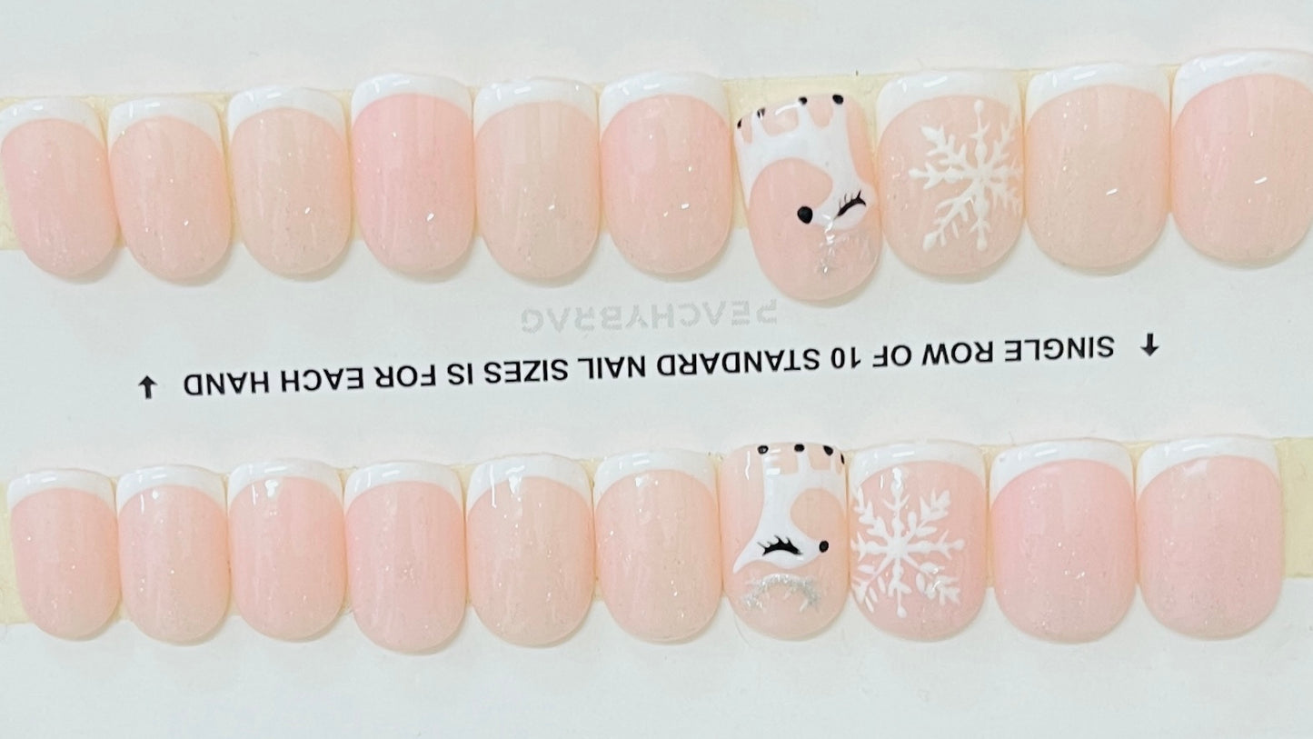 Snow Deer French Tips
