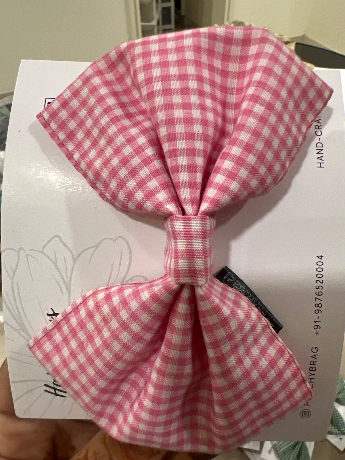 Pink Check Charm Classic HairBow
