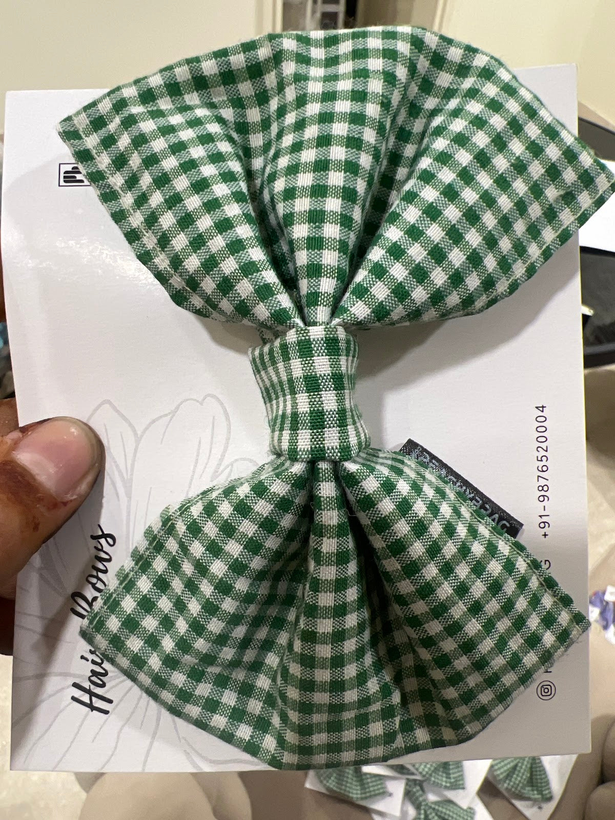 Green Check Charm Classic HairBow