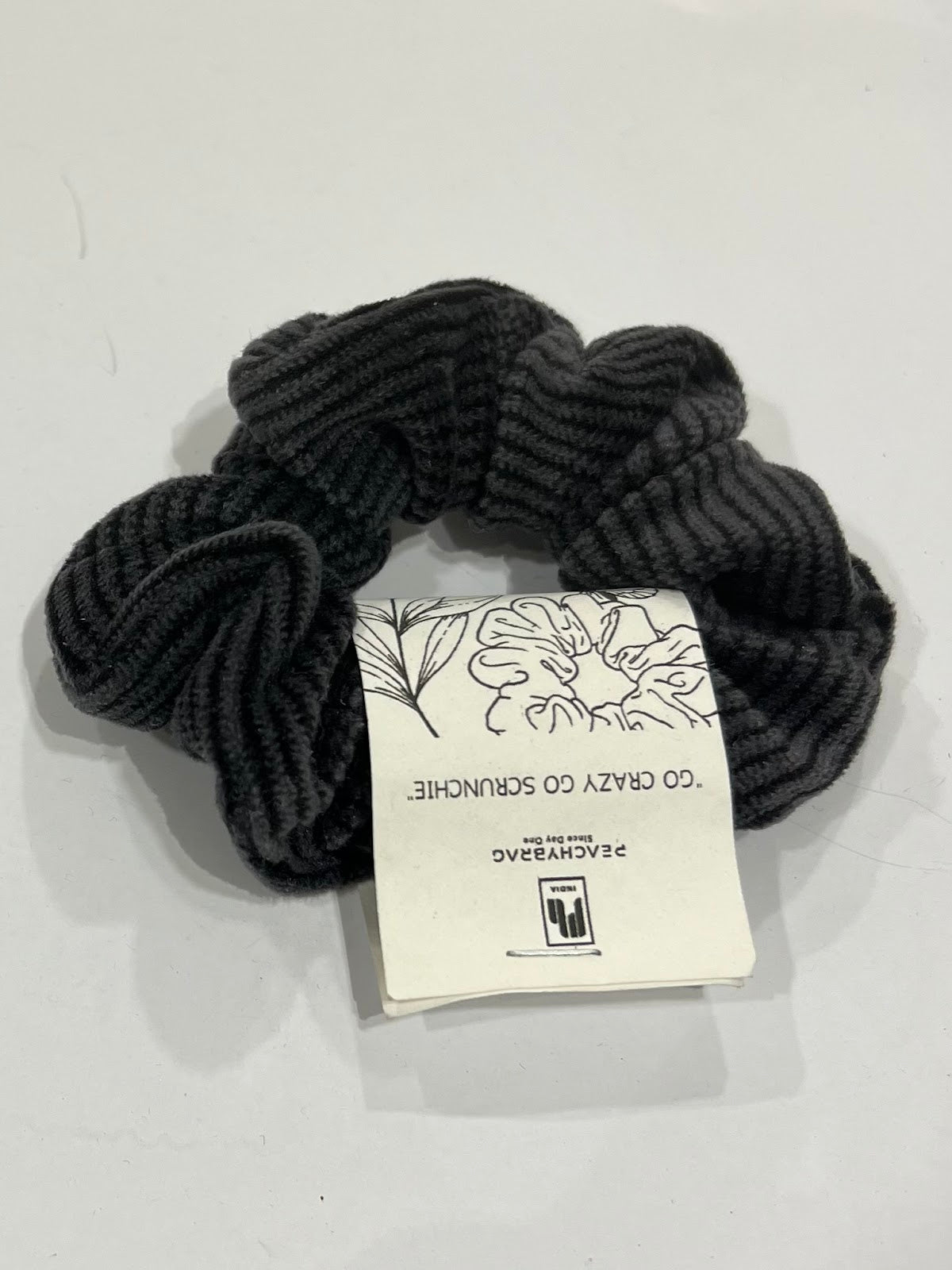Ribbed Charcoal Scrunchie