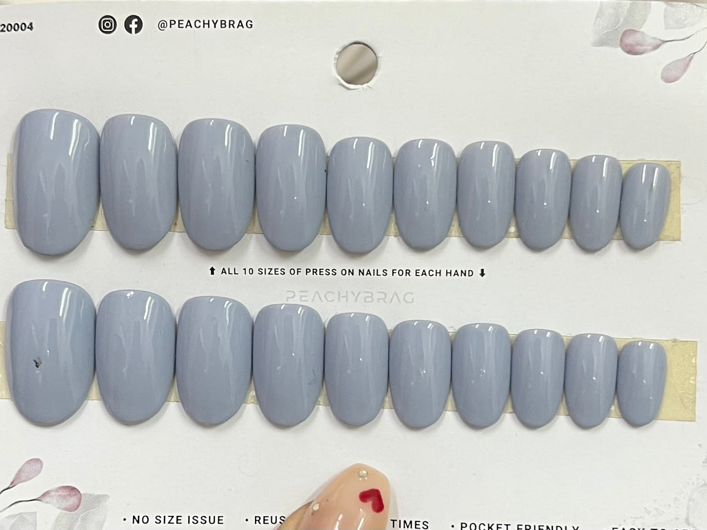 Hazy Blue Solid Press Ons
