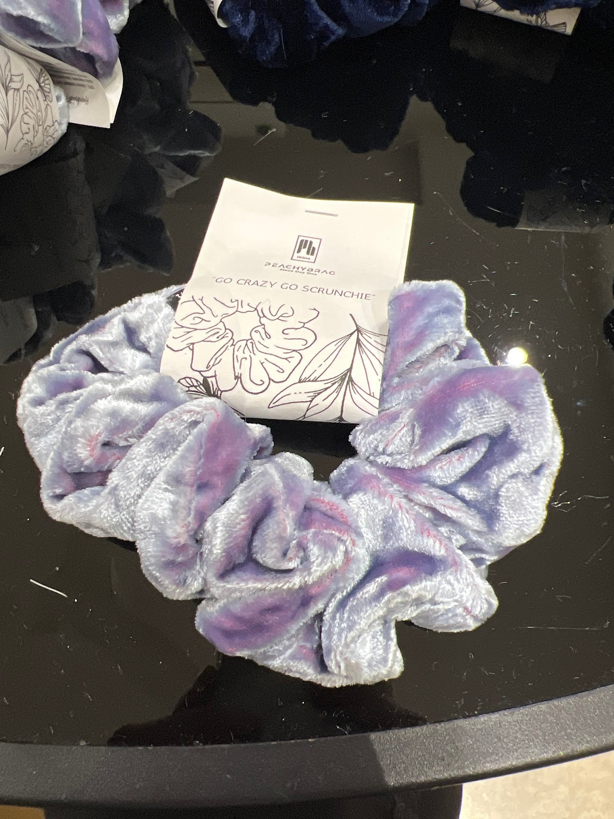 Lilac Blue Glaze Velvet Scrunchie