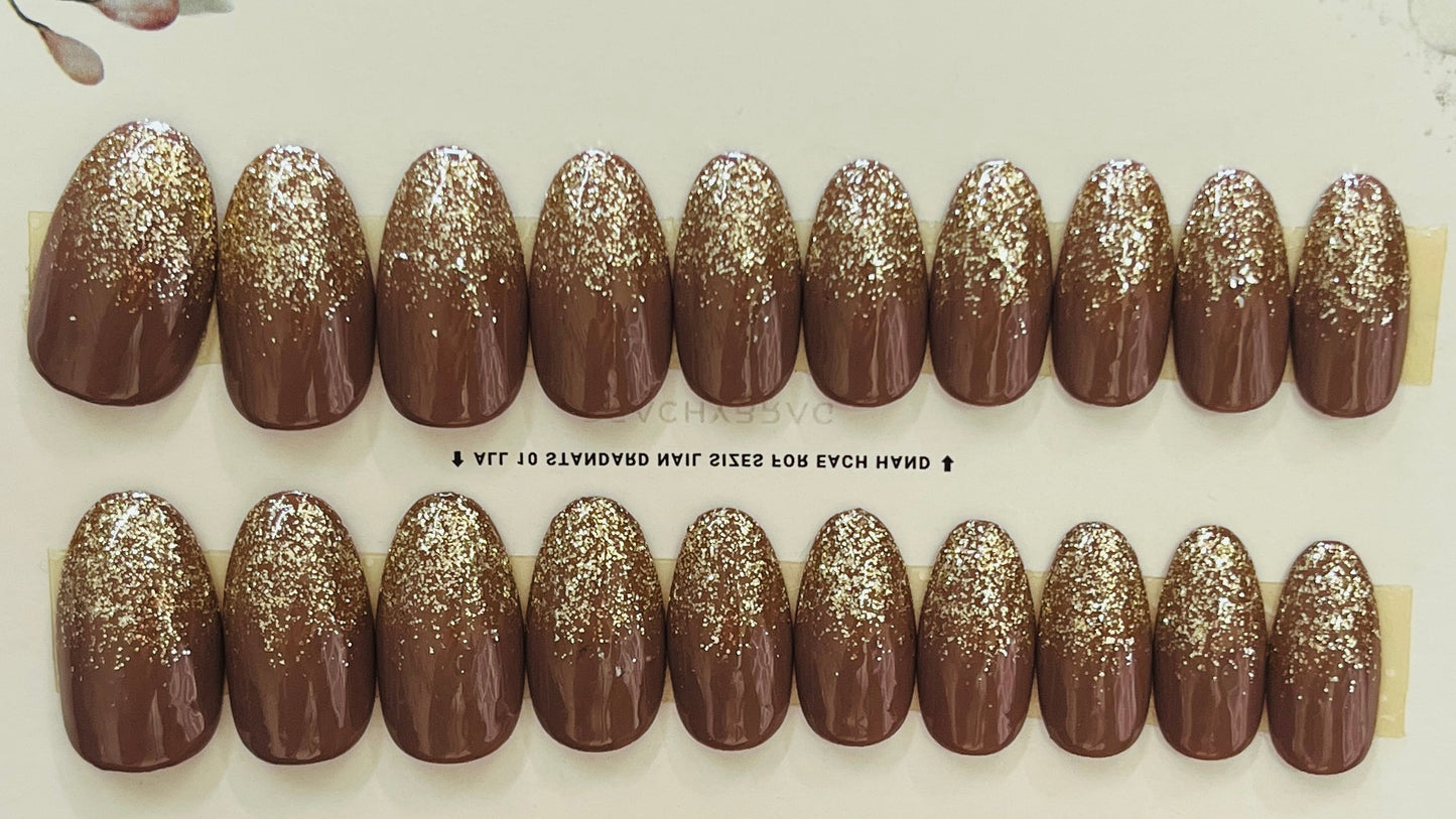 Gold Spark BROWN Nails