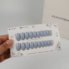 Hazy Blue press-on nail set of 20 in standard sizes