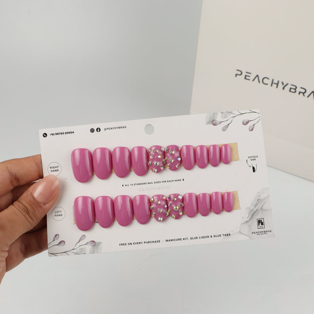 Crystal Bed false nails, designer press-on design