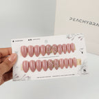 Crystal Peony press-on nail set of 20 in standard sizes