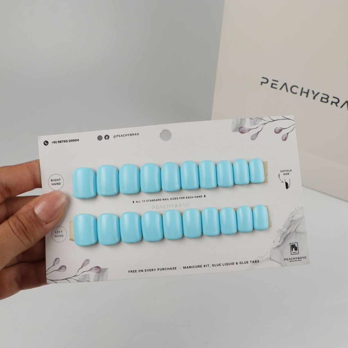 Deep Breathe press-on nail set of 20 in standard sizes