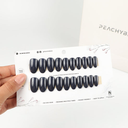 Charcoal Blue Solid Press Ons