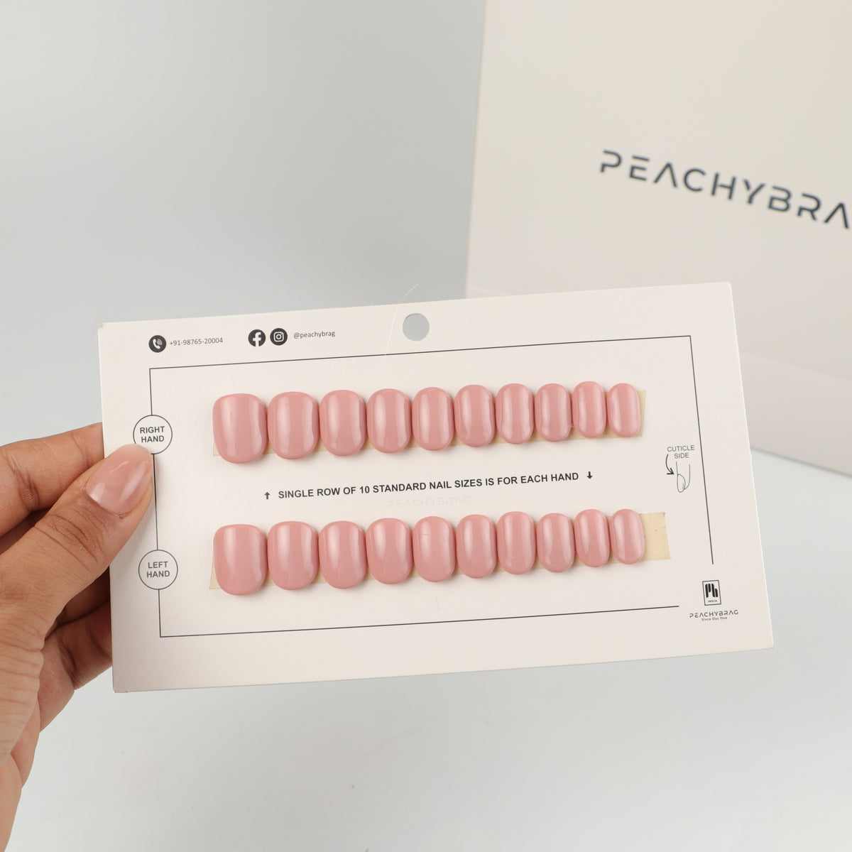Sweet Pink press-on nail set of 20 in standard sizes