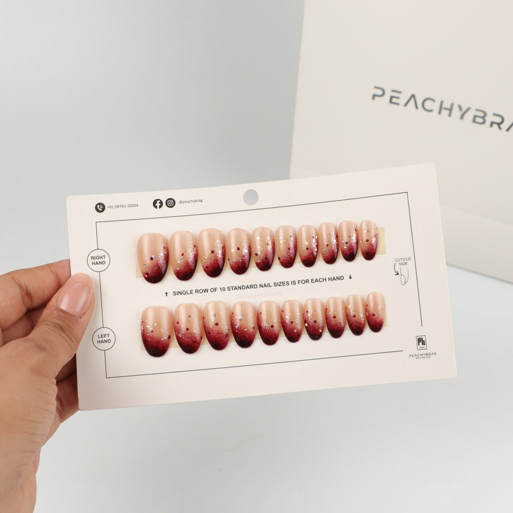 Dazzle Wine press-on nails, exclusive reusable nail set