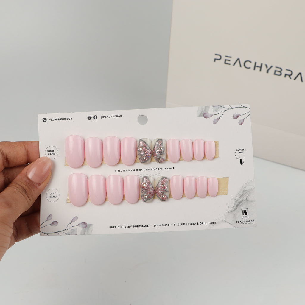 Butterfly press-on nail set of 20 in standard sizes