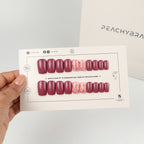 Crimson Marble false nails, designer press-on design