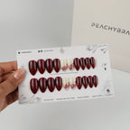 Rosso Marble false nails, designer press-on design