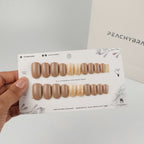 Foil Whisper Brown press-on nail set of 20 in standard sizes