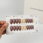 Toasted Honey press-on nail set of 20 in standard sizes