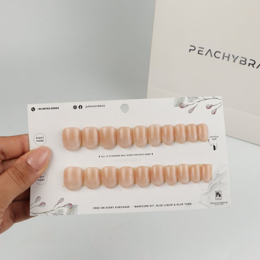 FairyDust Brown press-on nails, premium reusable nail set