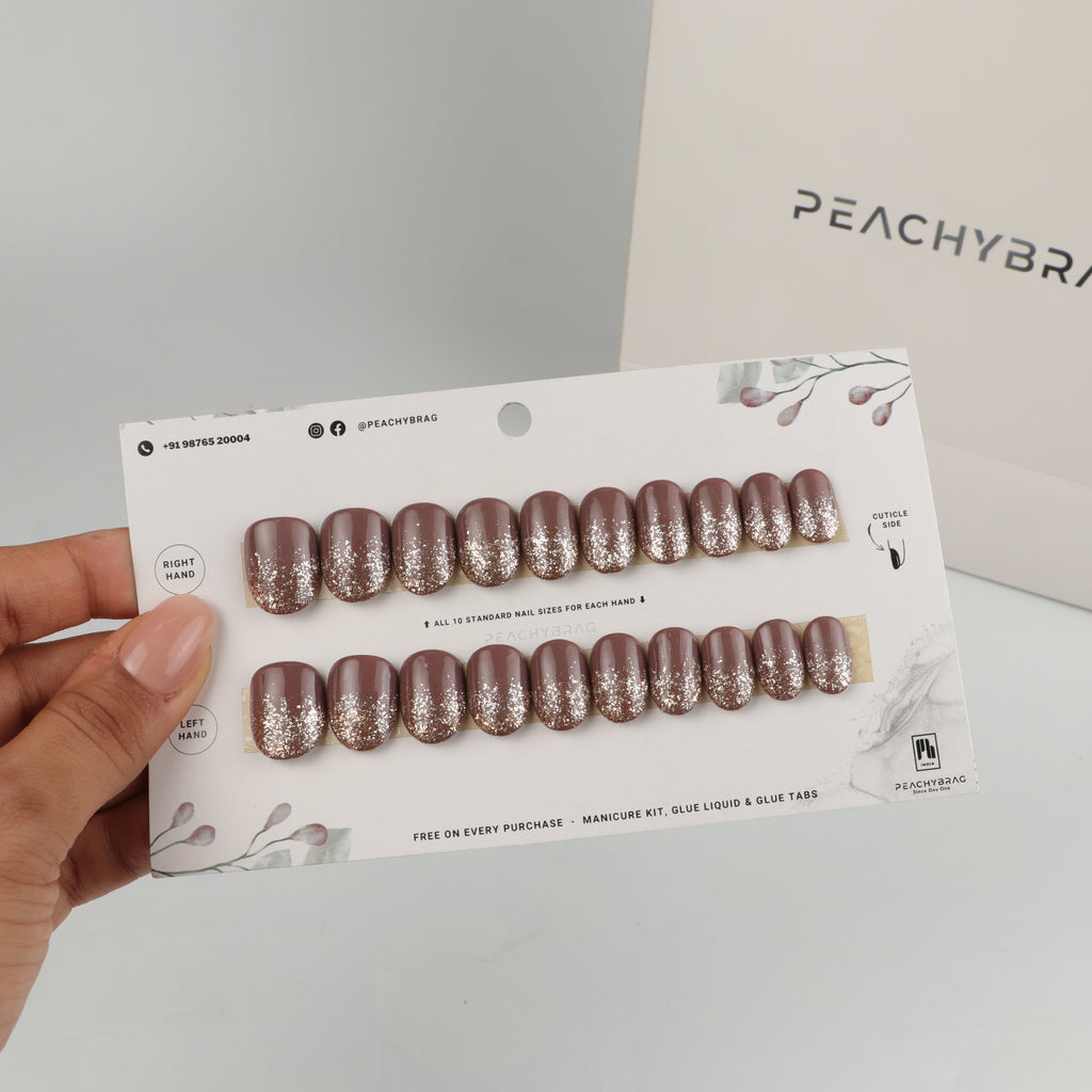 SparkleLand Choco press-on nails, premium reusable nail set