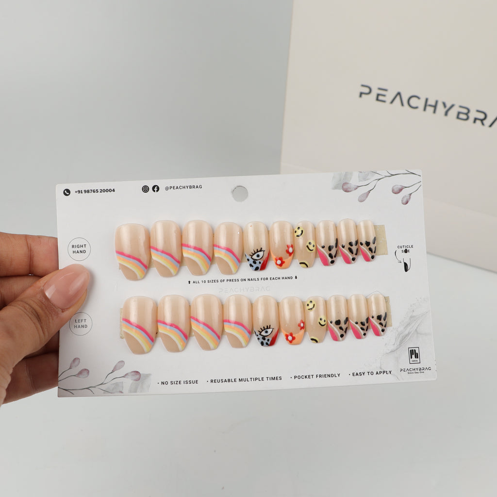 Rebel Rainbow press-on nails, exclusive reusable nail set
