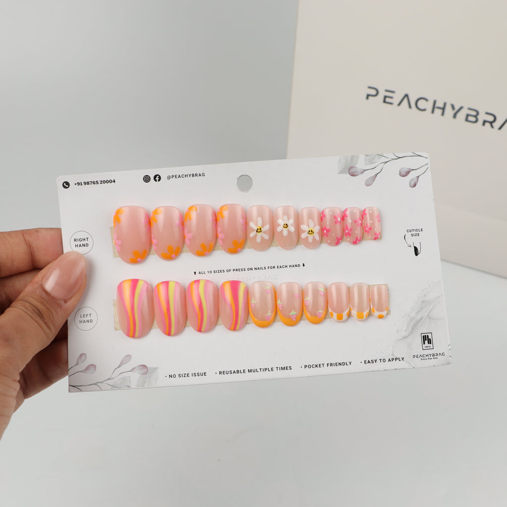 Beach Cocktail press-on nails, exclusive reusable nail set