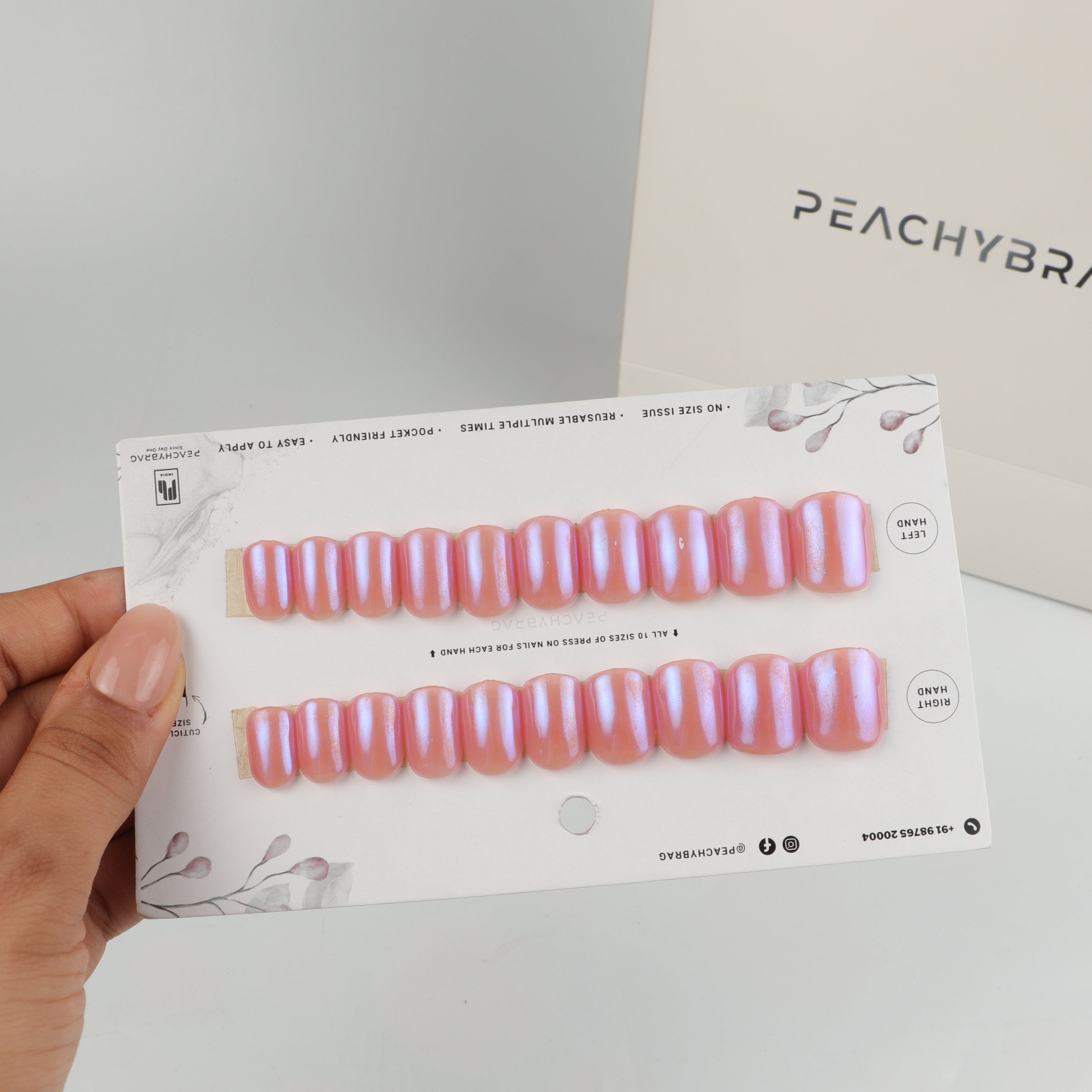 Rosy Chrome Press On Nails