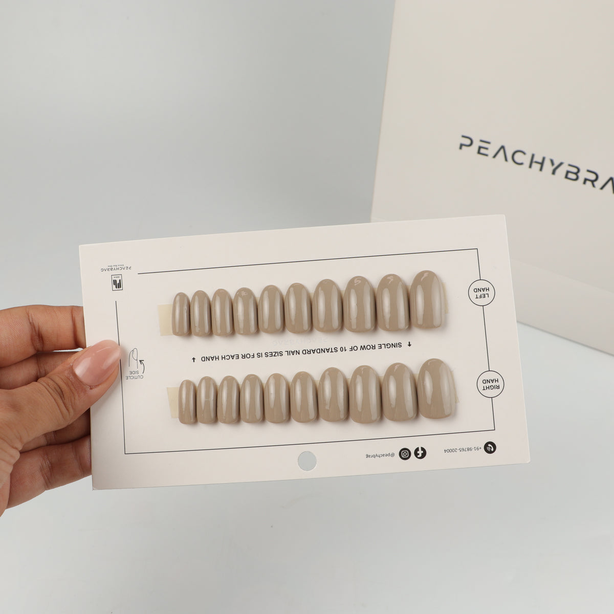 Pebble Grey reusable press-on nails for an at-home manicure