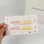 Sunny Squeeze press-on nails in almond, round and square shapes