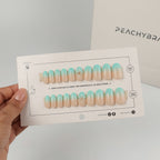 Beach Bloom press-on nails in almond, coffin, oval, round and square shapes