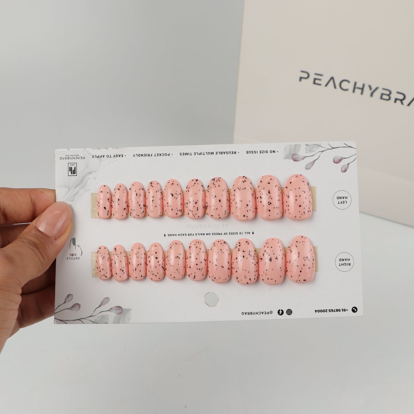 Tropical Peach Speckle Glitter Press Ons