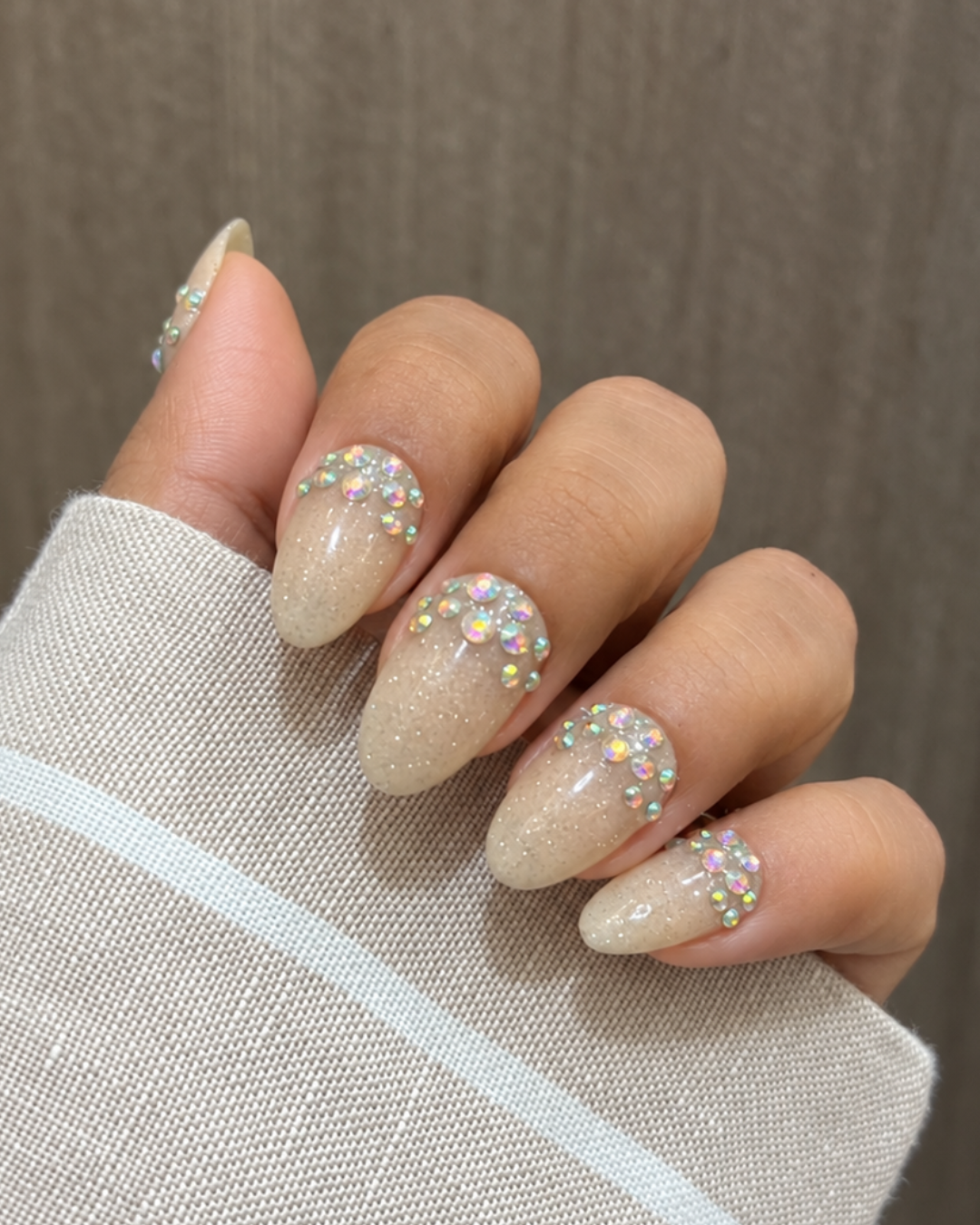 Gem Glam Gold press-on nails, exclusive reusable nail set