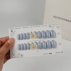 Bubbly Blue reusable press-on nails for an at-home manicure