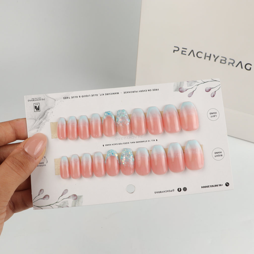Mermaid press-on nail set of 20 in standard sizes