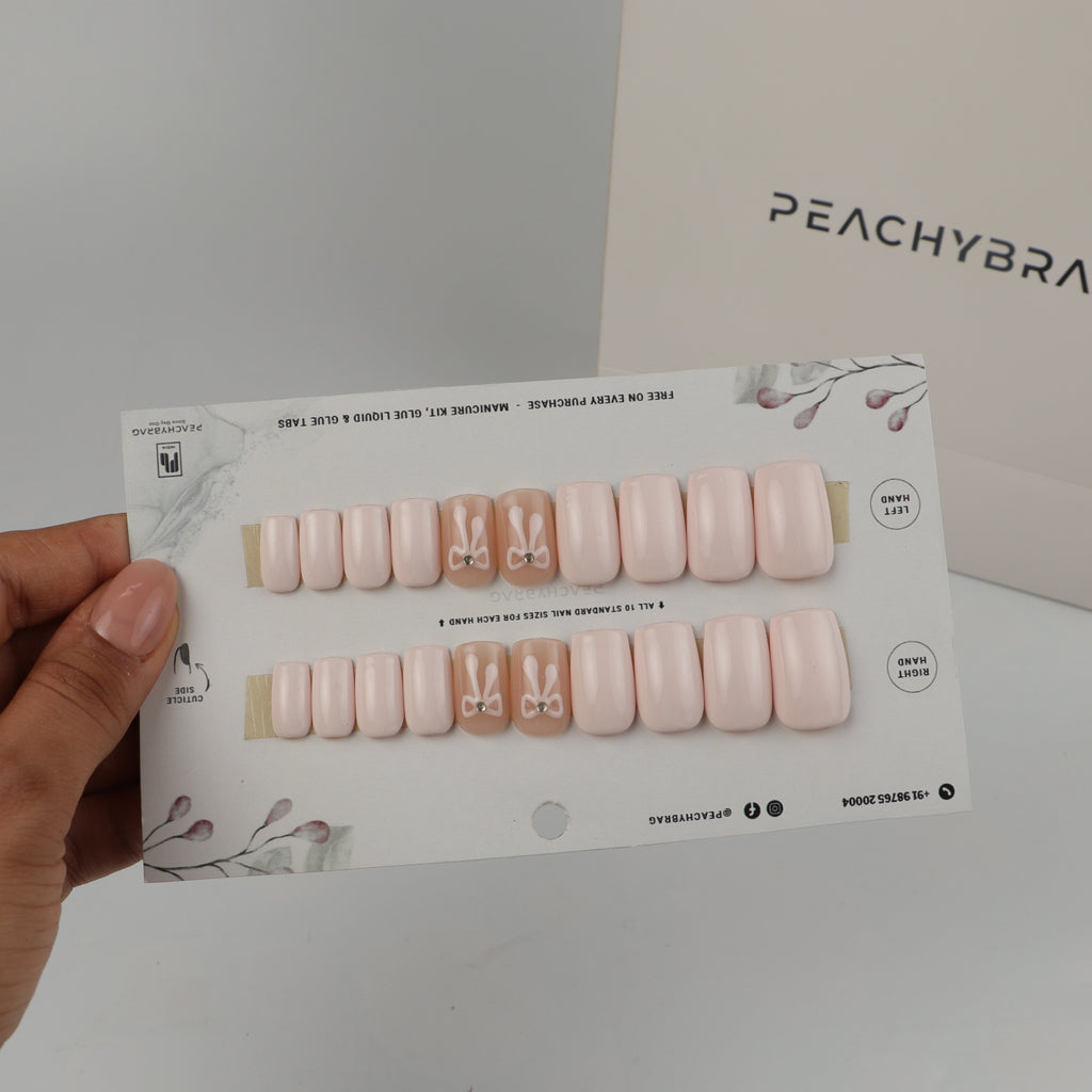Pretty Bow false nails, designer press-on design