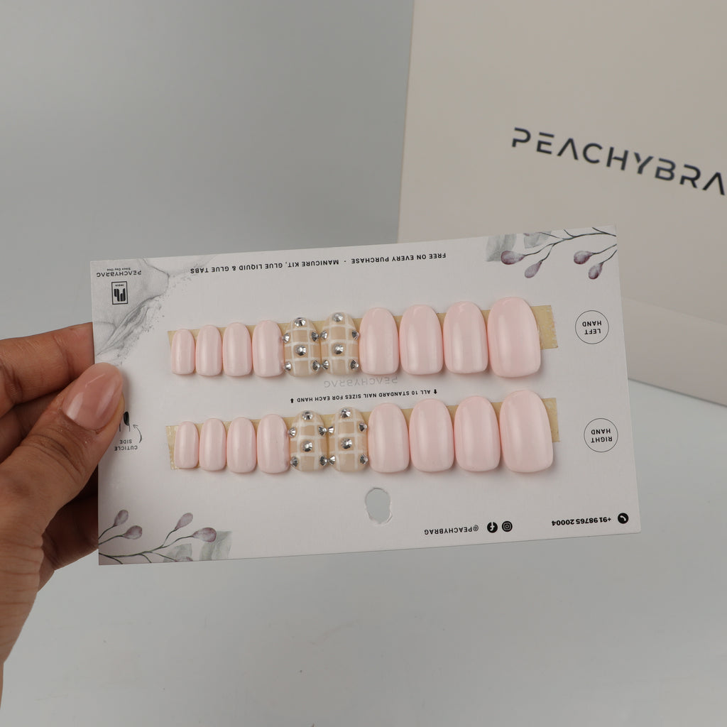 Gem Grid press-on nails, designer reusable nail set