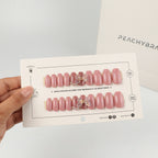 Crystal Fly Pink press-on nail set of 20 in standard sizes