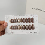 Coffee Date & Bling press-on nail set of 20 in standard sizes