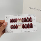 Rosso Marble press-on manicure set
