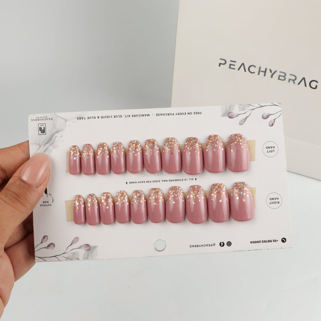 SparkLand Pink press-on nail set of 20 in standard sizes