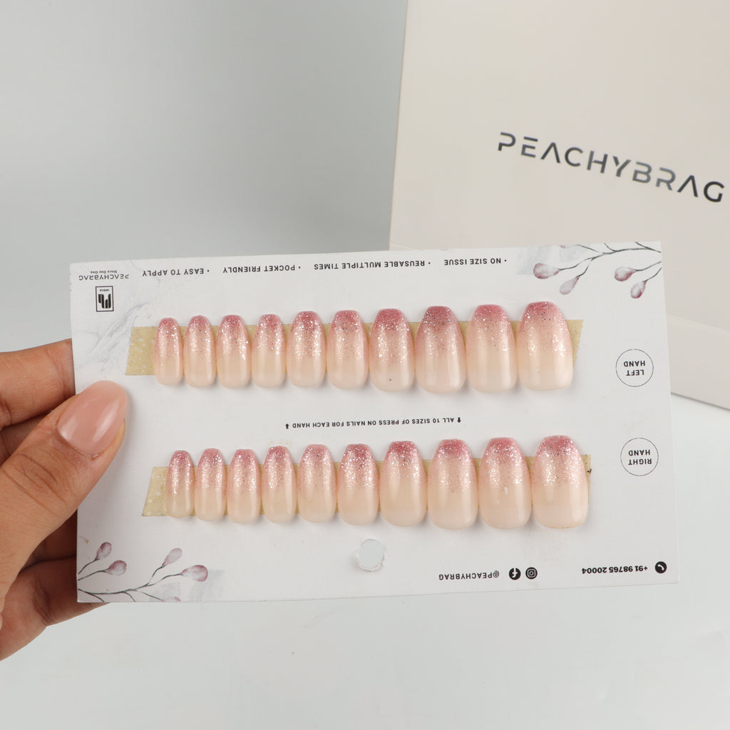 SparkleLand Pink press-on nail set of 20 in standard sizes