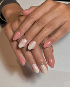 Foil Whisper Pink press-on nails, designer reusable nail set