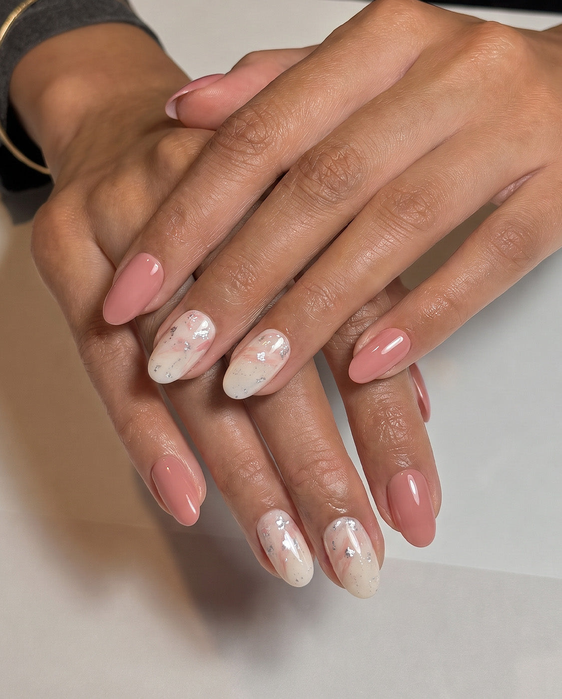 Foil Whisper PINK Nails