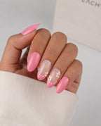 Flora Pink press-on nails, designer reusable nail set