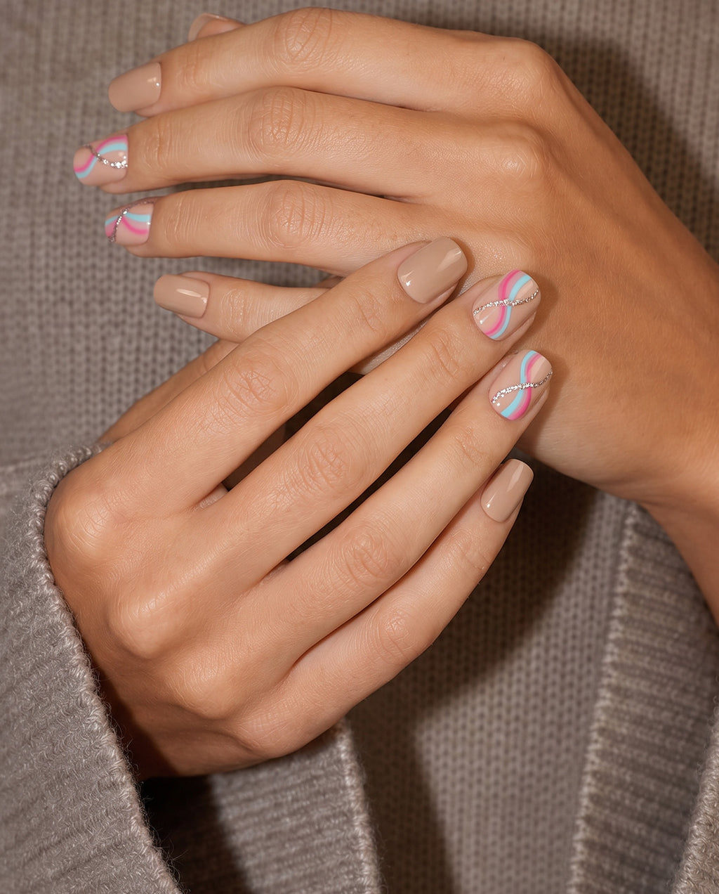 Candy Wave press-on nails, designer reusable nail set