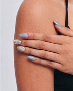 Bubbly Blue press-on nails, designer reusable nail set