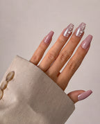 Pearl Glam press-on nails, designer reusable nail set
