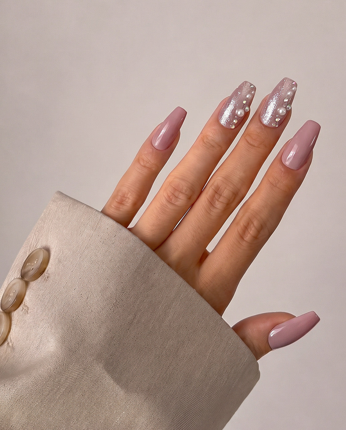 Pearl Glam Nails
