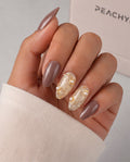 Toasted Honey press-on nails, designer reusable nail set