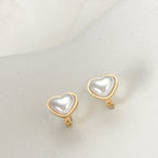 Hearty Hoop Earrings (Pearl)