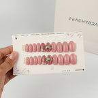 Crystal Fly Pink fake nails with salon-look finish