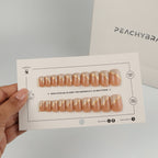 Foil Veil Nude press-on nails in almond, coffin, oval, round and square shapes