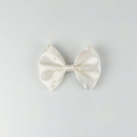 Pearl White Embellished Classic HairBow